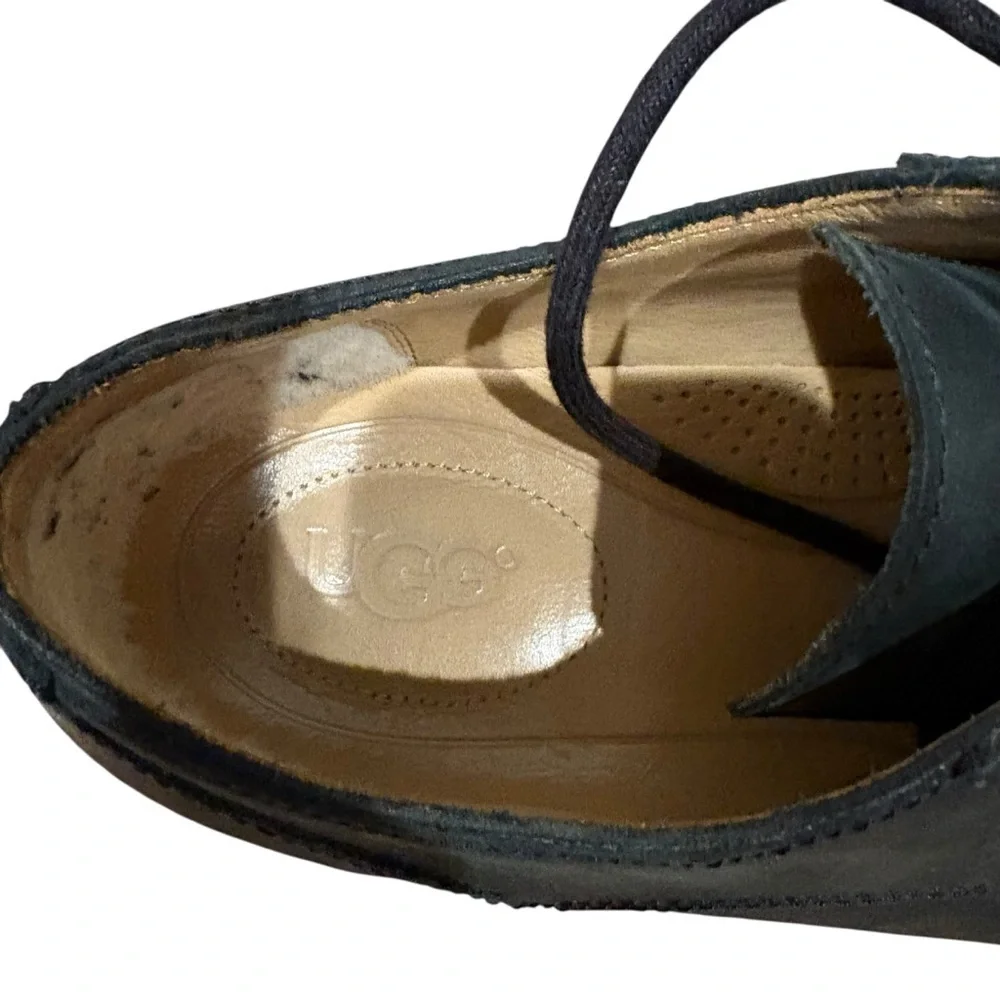 UGG Black Leather Oxfords — Brown Sole, Size 9.5 — 95 Views, Priced to Sell!